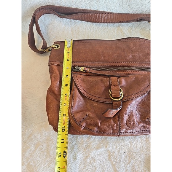 Fossil Brown Genuine‎ Leather Satchel Crossbody Messenger Tote Bag Purse - Picture 15 of 16